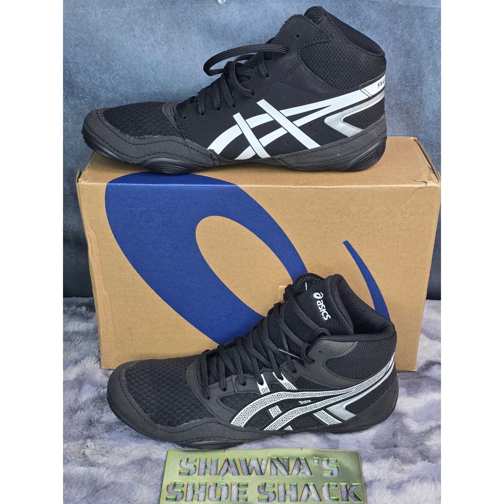 NWB Asics Snapdown 4 Wrestling Shoes Black White Men Size 10 Wide